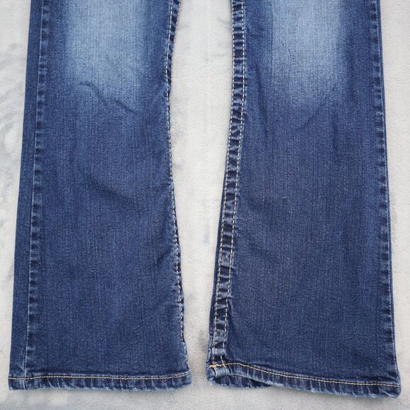 Rue21 Pants Womens 10 Blue Denim Flat Front Mid Rise Boot Pockets Jeans - Picture 15 of 16